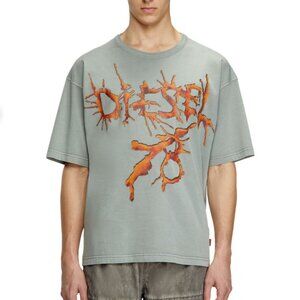 Diesel T-Boxt-R28 T-Shirt With Tattoo Graphics in Grey - Men's Size Small - NWT
